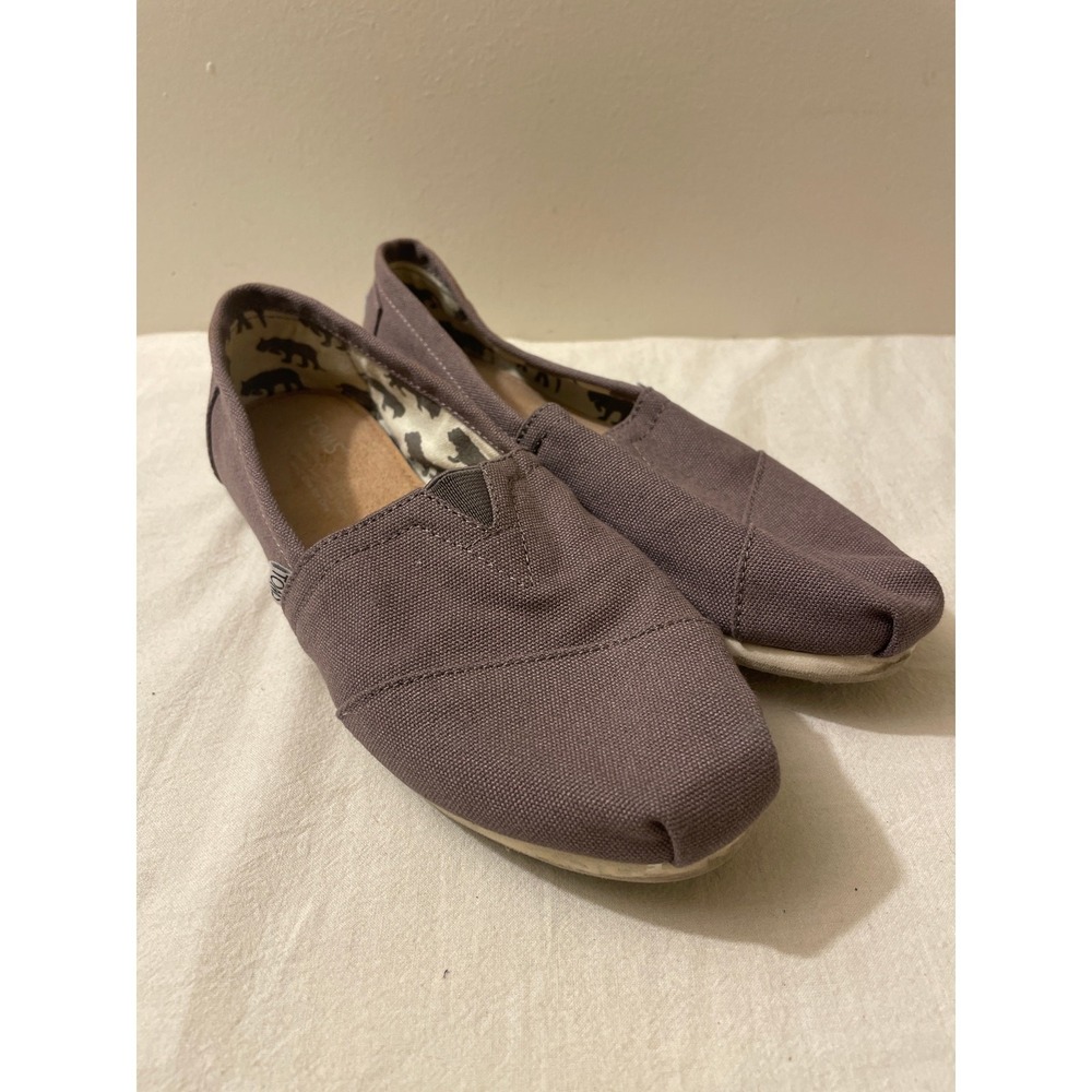 TOMS Womens 7 Alpargata Mauve Purple Canvas Slip On Flats Animal Print Lining